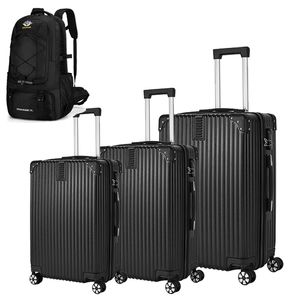 3-piece hard shell luggage set, suitable for both long-distance and short distance travel. Equipped with four-wheel rollers, password lock, and hiking bag